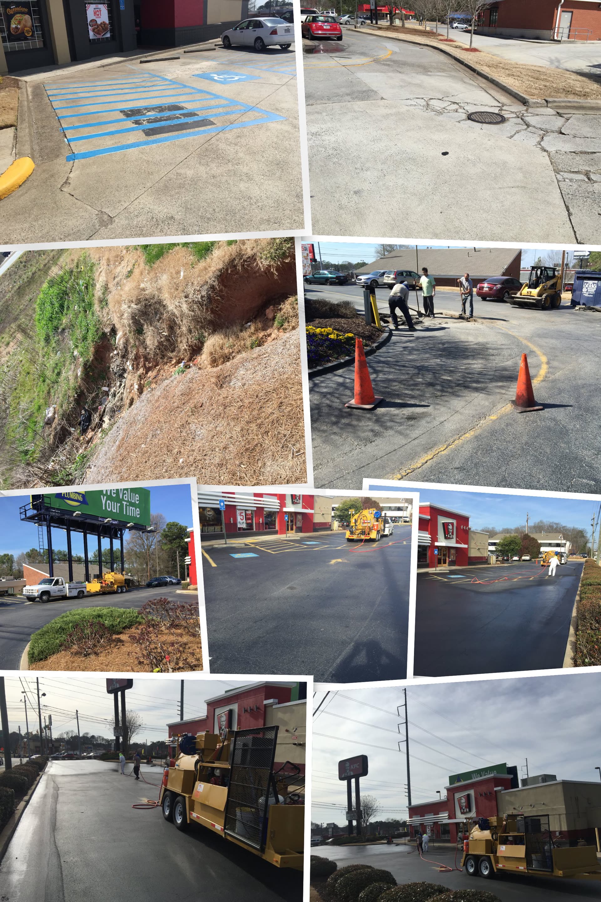 KFC restaurant parking lot and drive-thru paving documentation by J. Worden and Sons